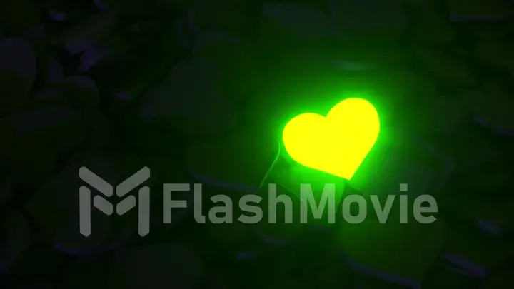 Neon heart on a black background. 3d illustration