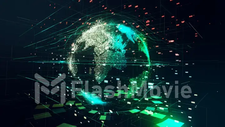 3d illustration of detailed virtual planet Earth. Technological digital globe world