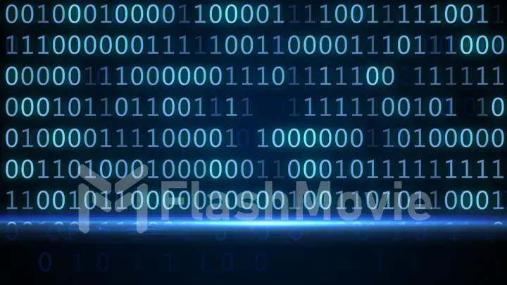 Blue screen computer binary code listing table background