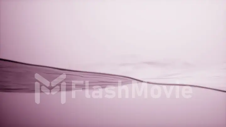 Beautiful water surface. Light red color. Abstract background with animation waving of waterline. 3d illustration