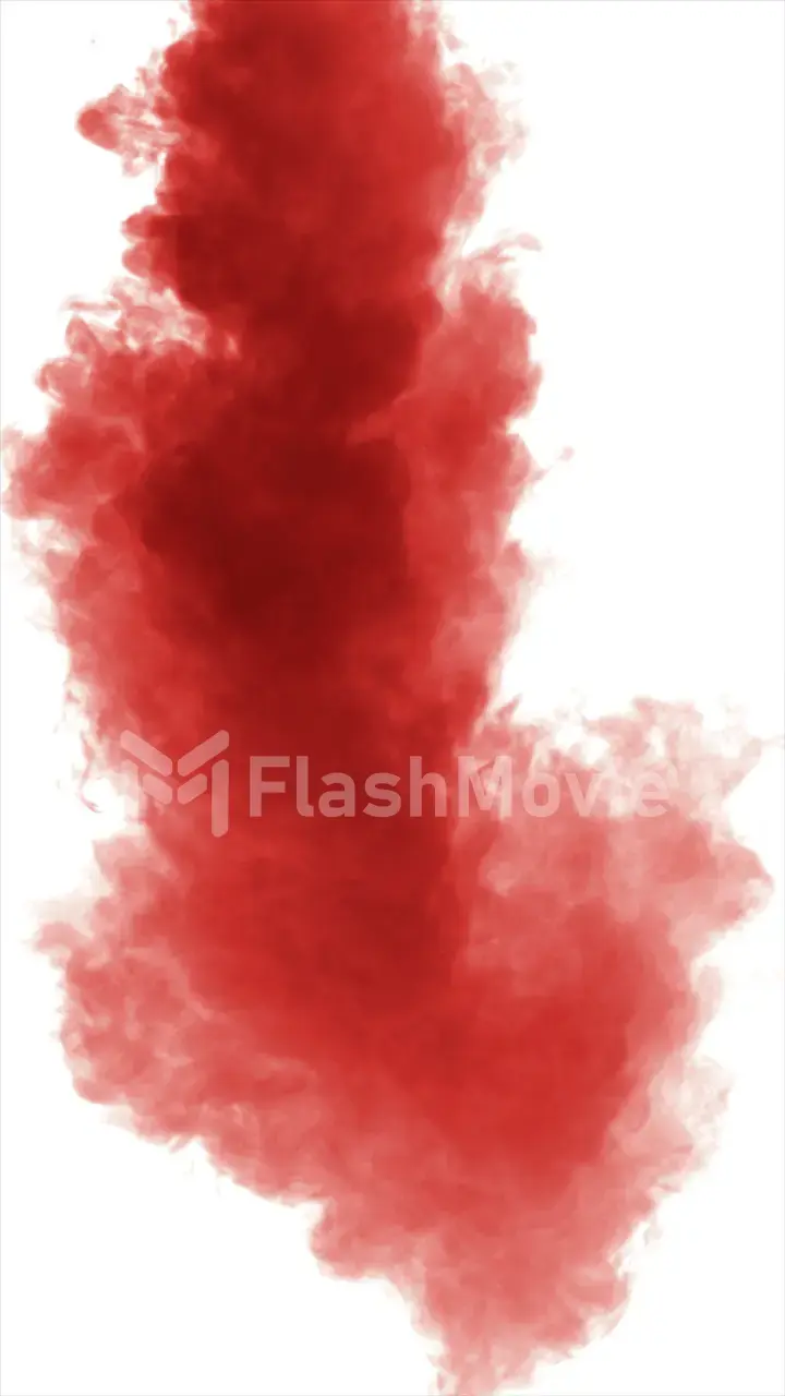 Red dense smoke isolated on white background