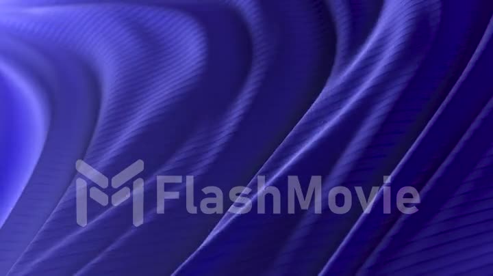 Animation of a blue developing fabric with stripes. Elegant and luxurious fashionable dynamic style.