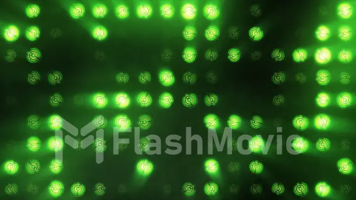 The wall of incandescent lamps is bright green. LED background