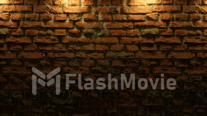 Empty brick wall with warm light, copy space. Light effect on a brick wall background. Empty background. 3d illustration