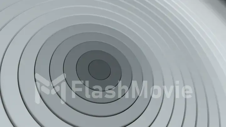 Abstract circles pattern with offset effect and smooth black and white gradient. Animation of light and dark clean rings. Abstract background for business presentation. 3d illustration