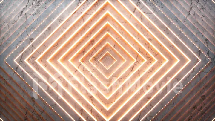 Abstract squares pattern with offset effect. Animation of Glowing Marble Squares in Orange. Abstract background for business presentation. 3d illustration