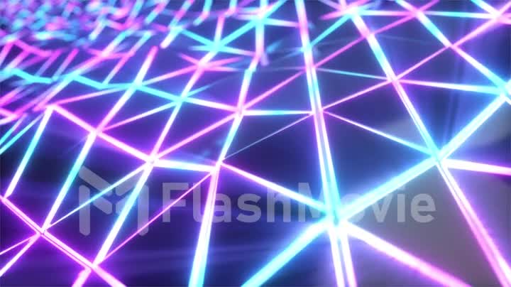 Abstract cg polygonal neon blue surface