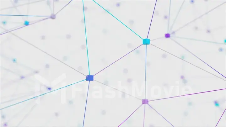 Network animation connected cube on white background. 3d illustration