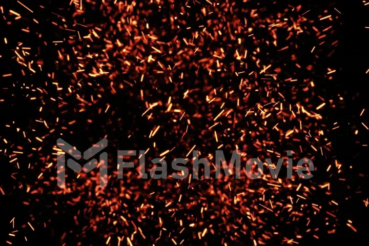 Glowting sparks during metal cutting. 3d illustration
