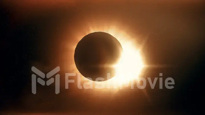 Full solar eclipse. The Moon mostly covers the visible Sun creating a diamond ring effect. This astronomical phenomenon can be seen as a sign of the End of the World. 3d illustration