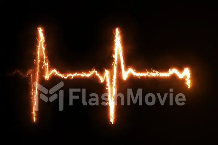 Burning pulse heart line monitor cool illustration