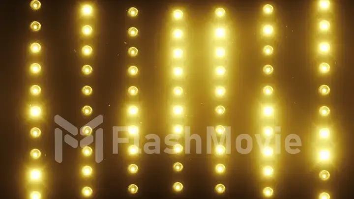 A wall of light projectors, a flash of light 3d illustration