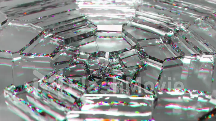 White diamond wormhole. Whirlpool. Transparent tiles. Mosaic. 3d illustration.