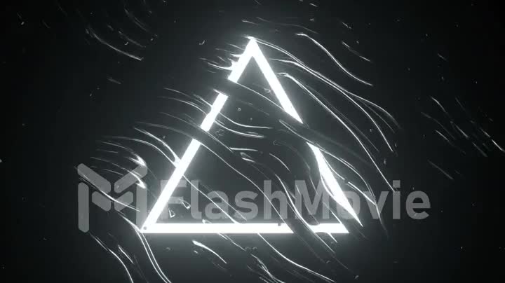 Flashing wires and triangle. Abstract club composition with neon flashes. 3d animation of a seamless loop