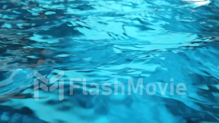 Pure blue water in the pool with light reflections. Slow motion. 3d illustration