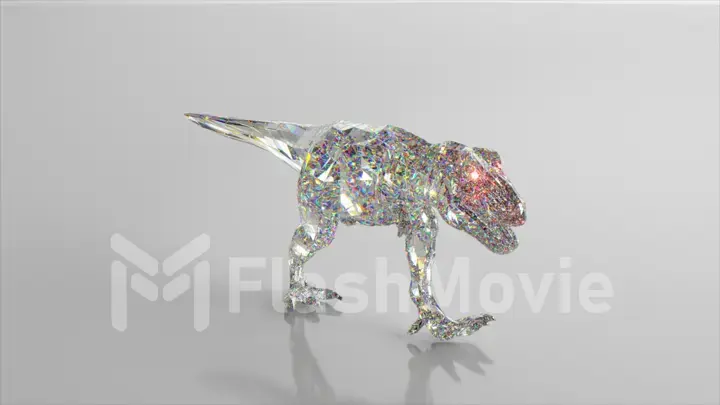 Diamond dinosaur. The concept of nature and animals. Low poly. White color. 3d illustration