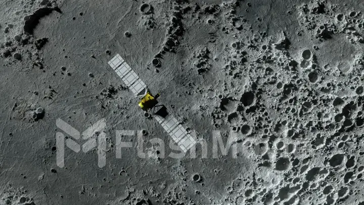 Textured surface of the moon in motion close-up. Satellite moving along the moon. 3d illustration. Elements of this image furnished by NASA.