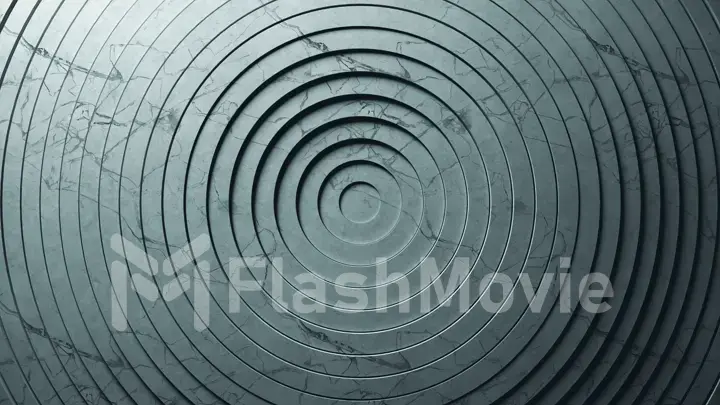 Abstract pattern of circles with the effect of displacement. Animation of pure rings in textured marble. Abstract background for business presentation. 3d illustration
