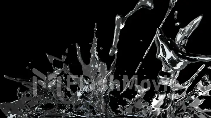 Water explosion in slow motion on an isolated black background. 3d render