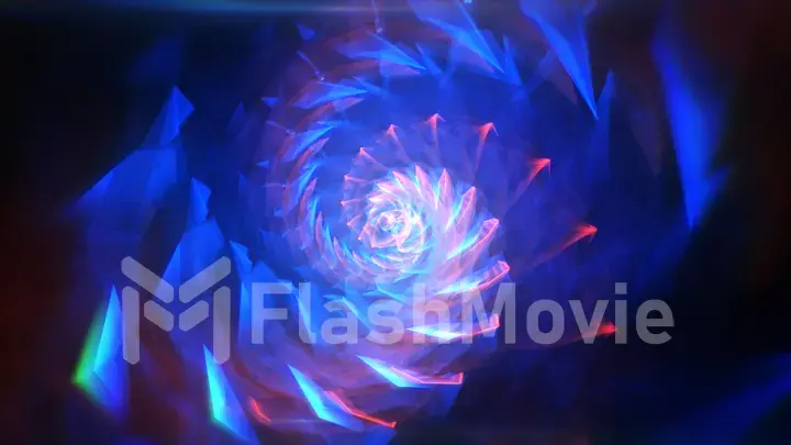 Blue abstract hypnotic background. Twisting spiral 3d illustration