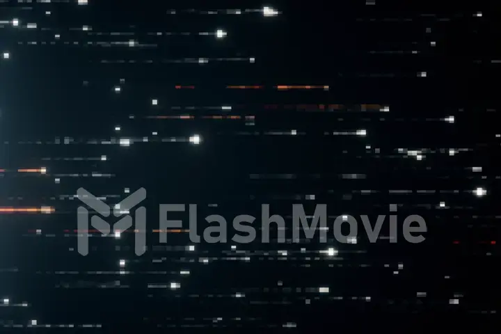 Abstract technology background with animation of fast flying flickering code particles as data transfer. Modern color spectrum 3d illustration