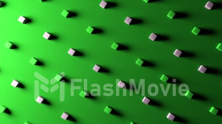 Abstract background with marvelous colorful cubes. Minimalistic design. Seamless loop 3d render