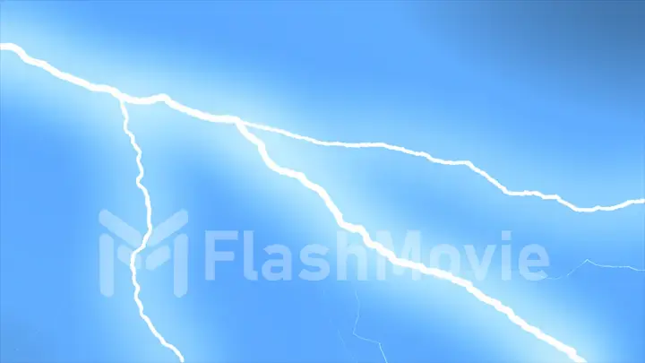 Several lightning strikes over black background. Blue. Electrical Storm. 3d illustration