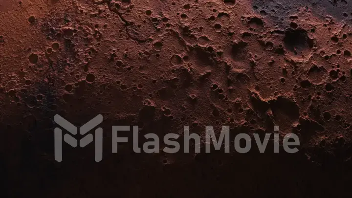 Cosmos concept. Flight over Mars. Top view of the planet's surface. 3d Illustration
