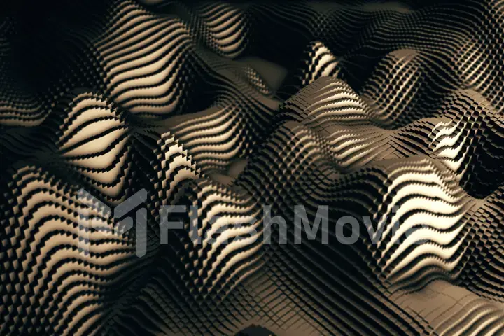 Abstract wave surface of moving metal blocks 3d illustration