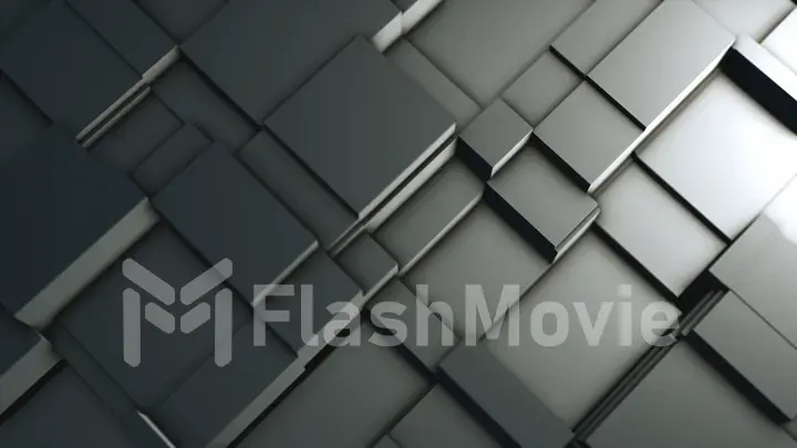 Abstract background of moving metal blocks 3d illustration