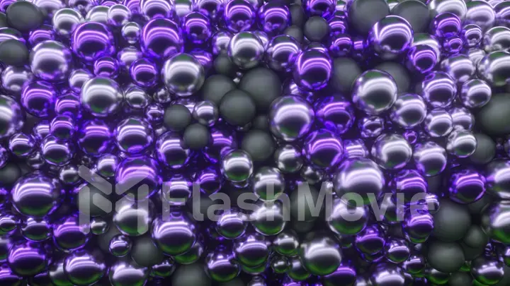 Abstract random appearance of spheres interacting with each other. Motion concept. 3d illustration