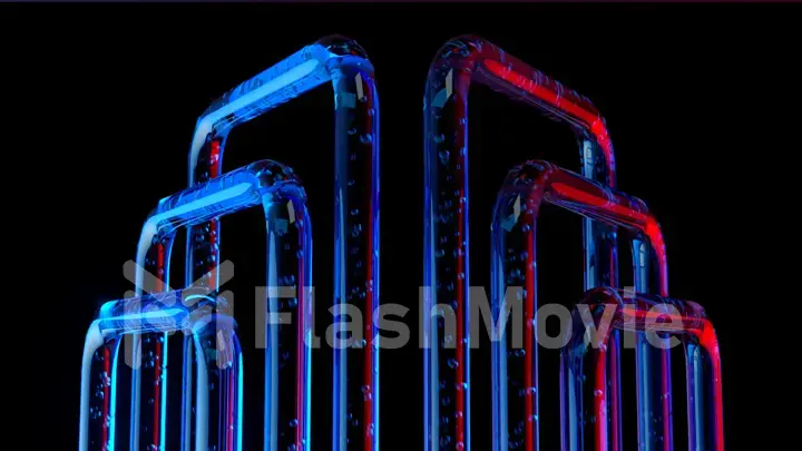 A system of several pipes conducting fluid through itself, similar to a cooling system. 3d illustration