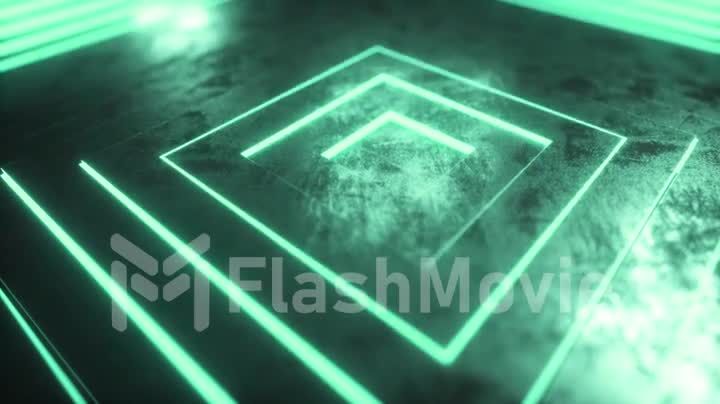 Abstract luminous metalic cubic surface in motion. Seamless loop 3d animation of cubes moving up and down. Abstract background for business presentation