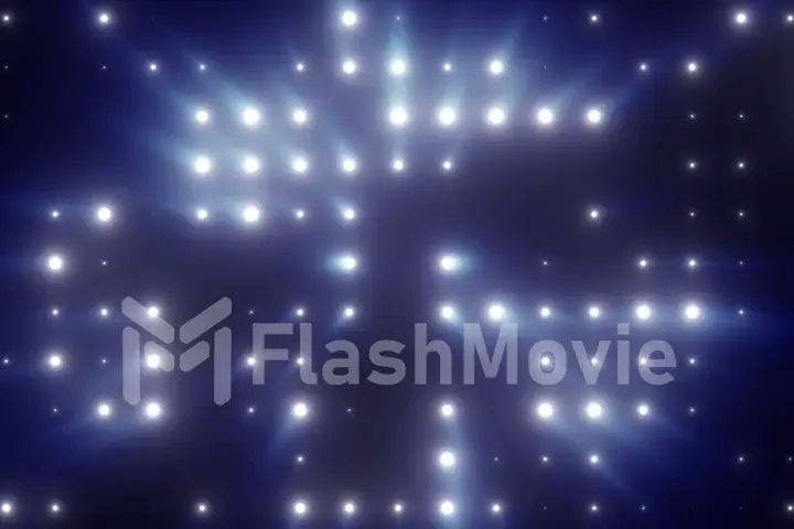 Bright flash of LED lights with rays of light 3d illustration