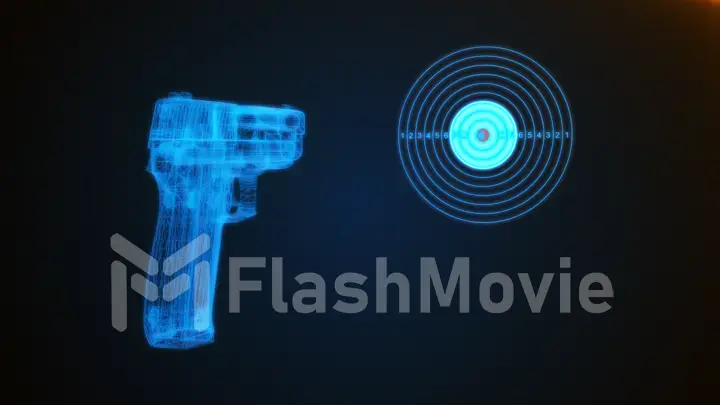 3d illustration of a pistol shooting at a target