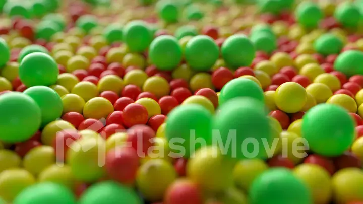 Abstract colorful spheres and balls rolling and falling. 3d illustration