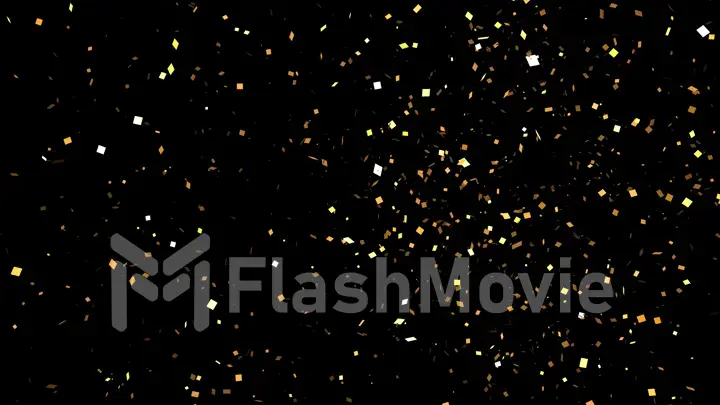 Golden Confetti Party Popper Explosions on a Black Backgrounds 3d illustration