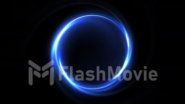 Abstract blue seamless loop neon background luminous swirling Glowing circles