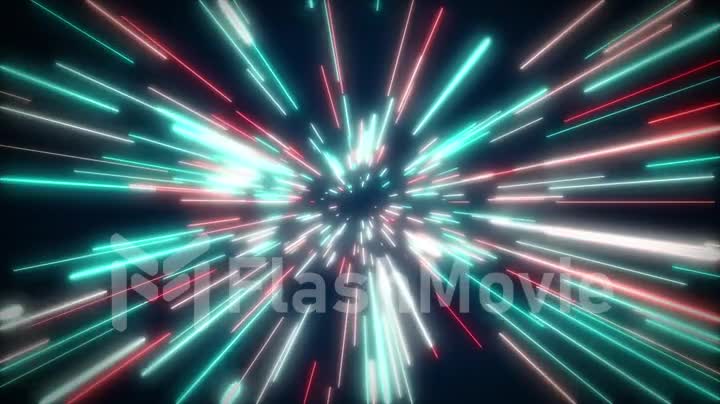 Hyperspace jump in outer space. The speed of light. Light from the stars passing by. 3d animation of a seamless loop.