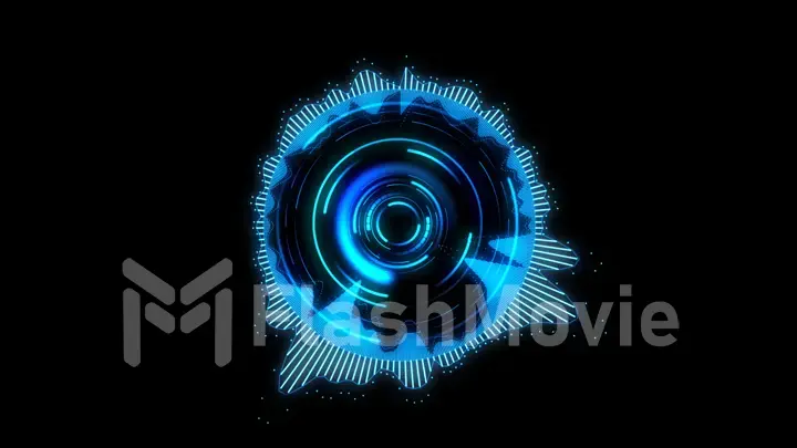 Blue round equalizer on a black background 3d illustration