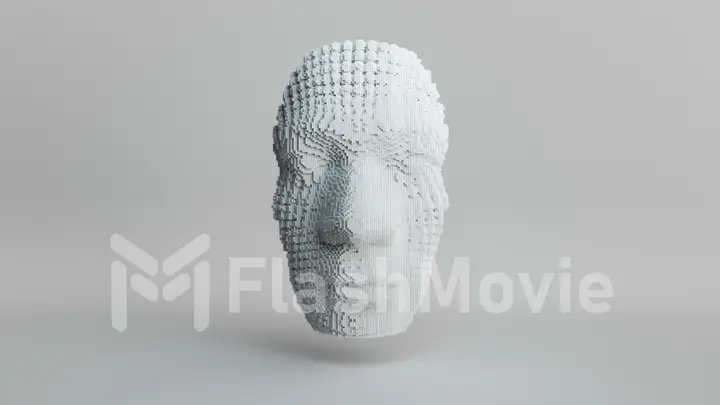 Human face emergence, building head from cubes, artificial intelligence concept, abstract 3d illustration