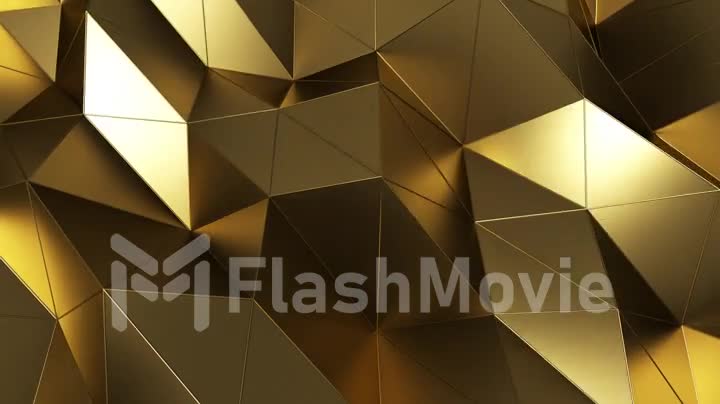 Abstract background of geometric gold surface.