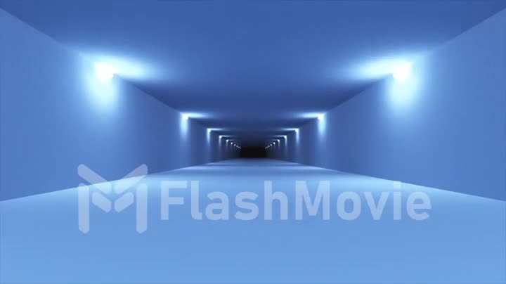Futuristic blue sci-fi tunnel interior