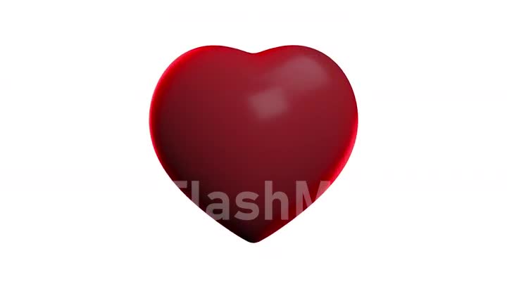 Pulsating or pounding 3D animation of the beating of a red heart on a white isolated background. Valentine's day concept with heartbeats inside.