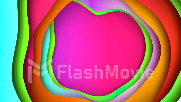 Abstract colorful background with multiple layers of wave surface with different gradients. Copy space. Childrens background. 3d illustration