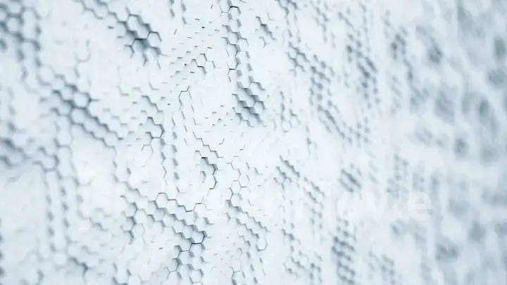 Abstract white minimalistic background made of plastic hexagons with shallow depth of field. Light minimal hexagonal grid pattern animation in modern clean white. 3d illustration