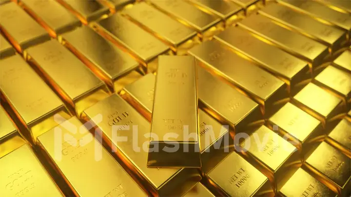 A wall of millions of gold bars. 3D illustration