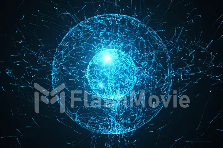 loopable abstract particles background with sphere shapes that have been heavily deformed by noise displacement force 3d illustration