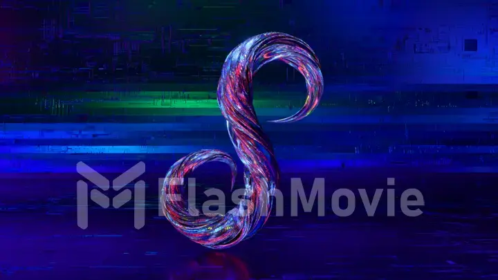 Collection Winding Alphabet. Unique twisted letters. Blue. Letter S. 3d Illustration