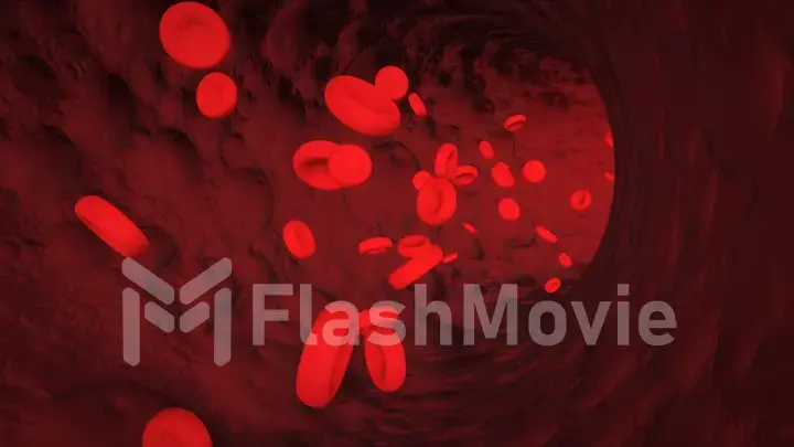 Red blood cells in bloodstream macro view. Medicine and biology scientific research 3d illustration.